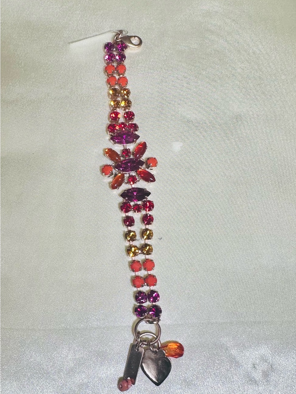 Mariana Purple Pink Orange  Rose Gold Crystal Flower Bracelet
